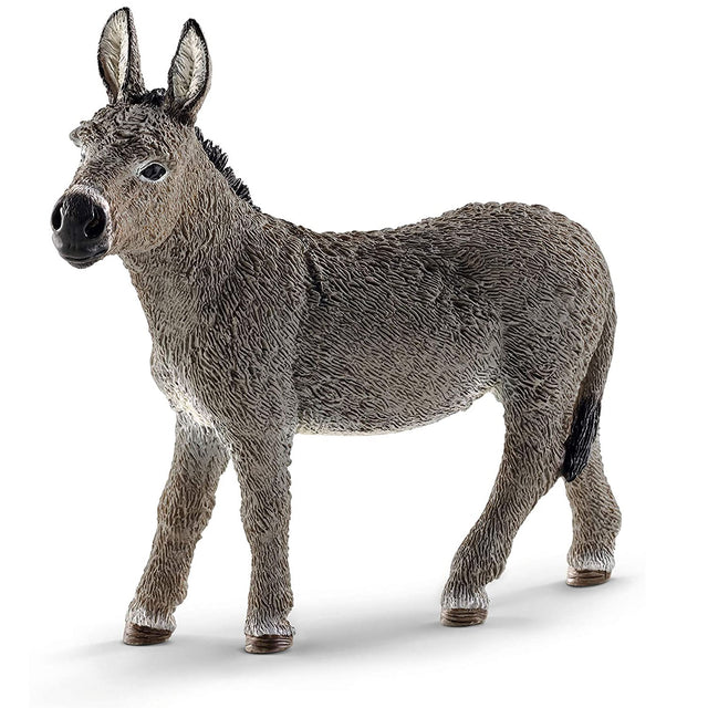 Donkey figurine with detailed fur texture, standing on a white background, showcasing a balanced and sure-footed pose.