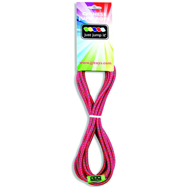 Chinese Jump Rope in red with braided elastic design, perfect for kids' outdoor fun and group play.