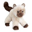 Himalayan Cat Hilda plush toy with soft brown paws, tail, and muzzle, measuring six inches long, made by Douglas.