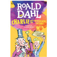 Charlie and the Chocolate Factory book cover by Roald Dahl featuring Willy Wonka and Charlie with bright colorful illustration