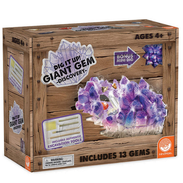 Dig It Up Giant Gem Discovery with 13 gems, excavation tools, and bonus mini dig for kids ages 4 and up.
