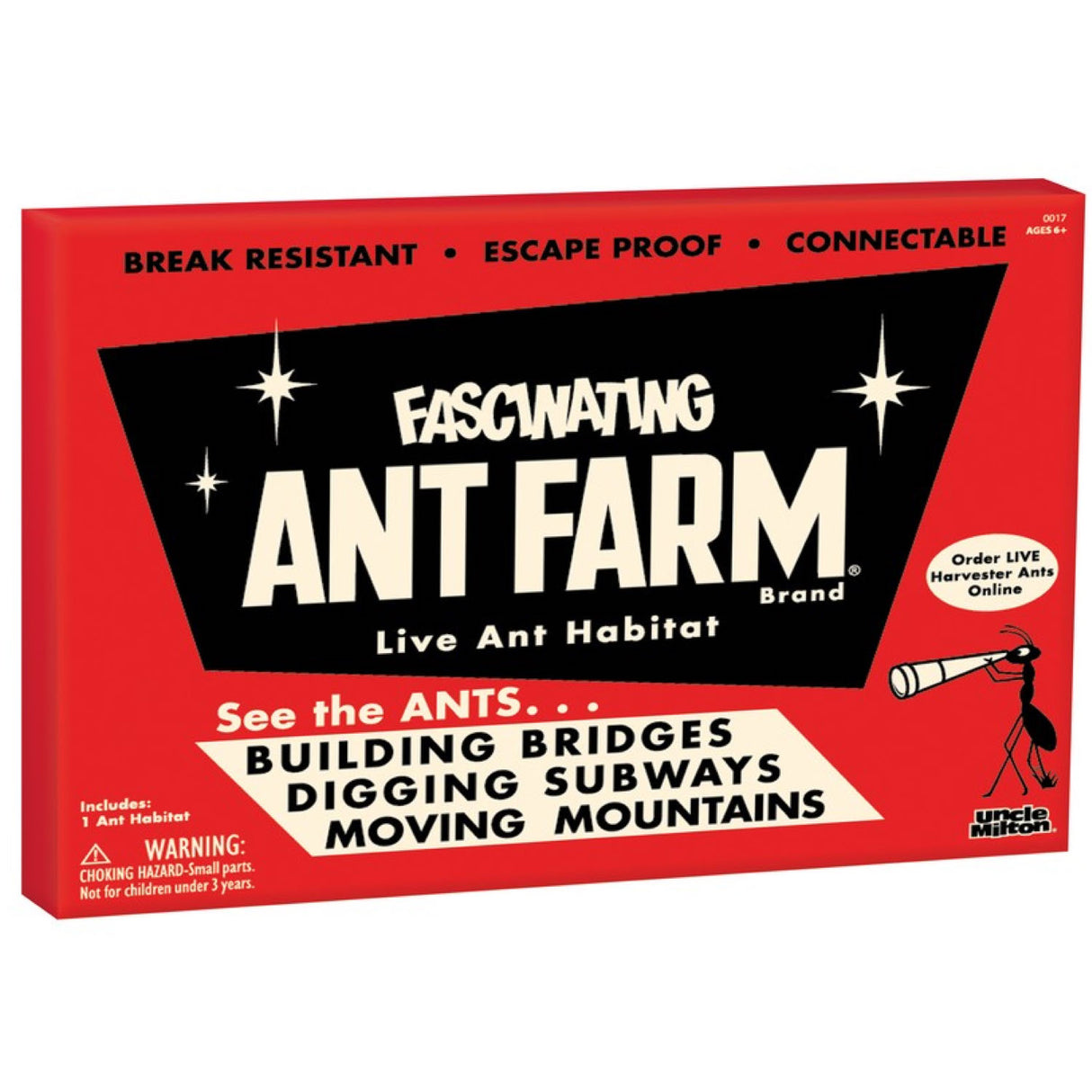 Classic Ant Farm live ant habitat with break resistant, escape proof design and building bridges, digging subways features.