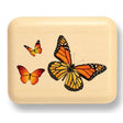 2" Flat Narrow Aspen Monarch Butterfly box with sliding lid and colorful butterfly design for trinket storage and display.