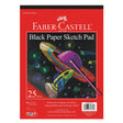 Faber-Castell Black Sketch Paper pad with 25 sheets, ideal for metallic pencils and gel sticks to create cool effects.