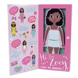 Magnetic Dress Up | Zoey wooden doll with 7 interchangeable outfits and reversible backdrop in reusable gift box.