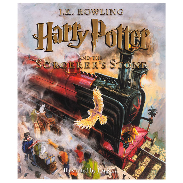 Harry Potter and the Sorcerer's Stone Illustrated Edition featuring the Hogwarts Express and magical owl by Jim Kay.