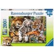 200pc Big Cat Nap Puzzle showing a colorful, detailed image of various big cats resting together in nature.