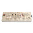 Continuous Track Maple Cribbage board made of maple wood with pegging holes and colored pegs included.