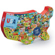 200pc USA Puzzle in a unique USA-shaped box with colorful illustrations and fun facts for ages 6 and up.