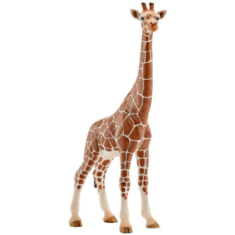 Giraffe Female plush toy standing upright with detailed brown and white spotted pattern, suitable for ages 3-8 years.