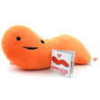Soft plush toy of the product titled Appendix with a friendly face and an included educational booklet on the appendix.