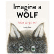 Imagine a Wolf book cover showing the top of a wolf’s head with green eyes and large ears by Lucky Platt.