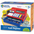 Cash Register toy with solar calculator, pretend bills, coins, and drawer opens with cha-ching sound for kids 3+