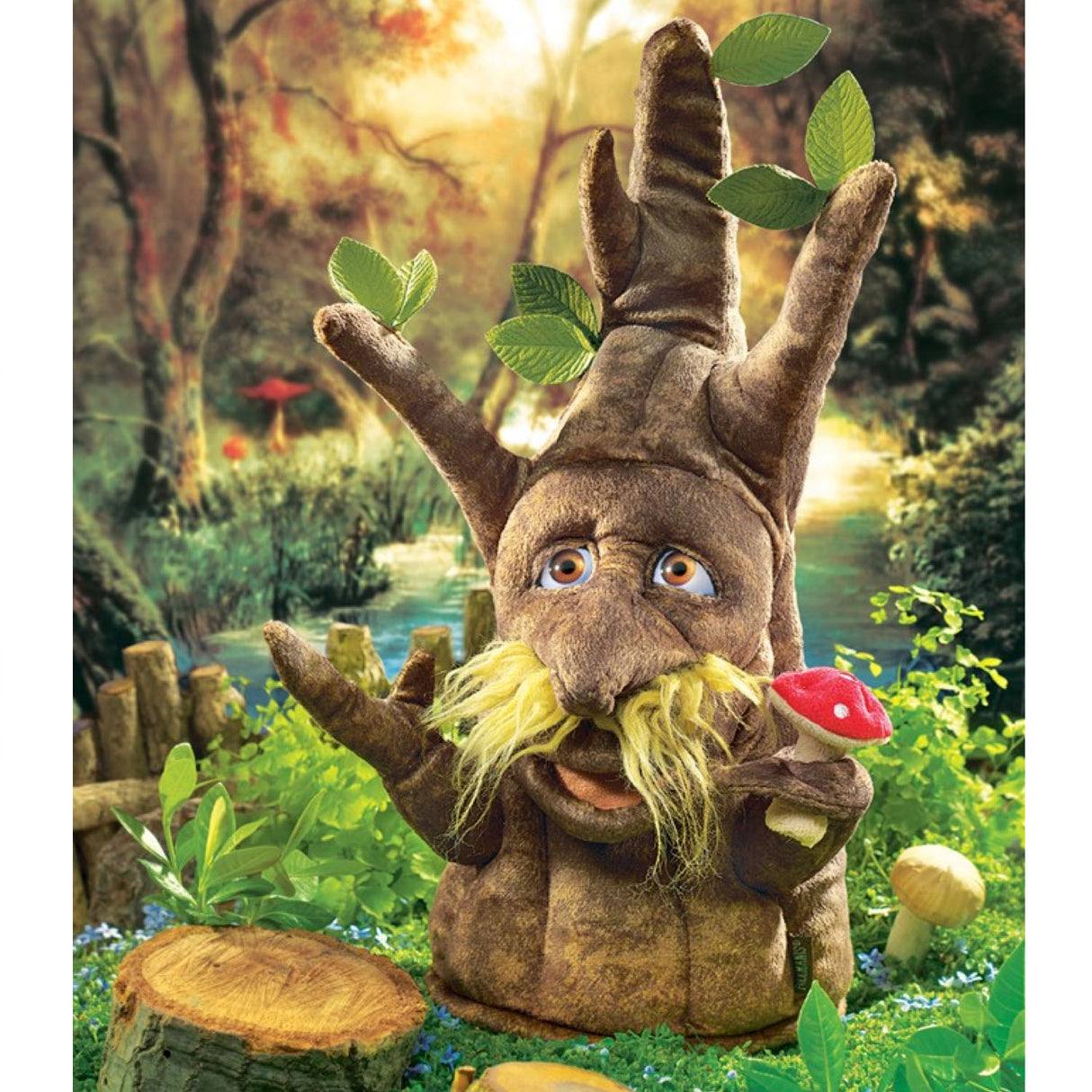 Enchanted Tree Puppet with moveable eyes, limbs, and mouth, perfect for magical storytelling and fantasy play.