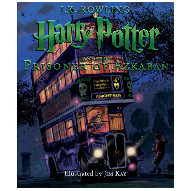 Cover of Harry Potter and the Prisoner of Azkaban Illustrated Edition featuring the magical Knight Bus at night.