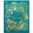An Anthology of Intriguing Animals book cover with gold foil animal illustrations on teal background.