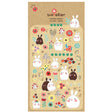 Bonny Bunny Stickers featuring cute bunnies and colorful flowers on a kraft paper background, perfect for kids 3+.