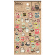Bubo Owl Stickers featuring colorful, quirky owl designs on a kraft paper background for kids 3+ and above.