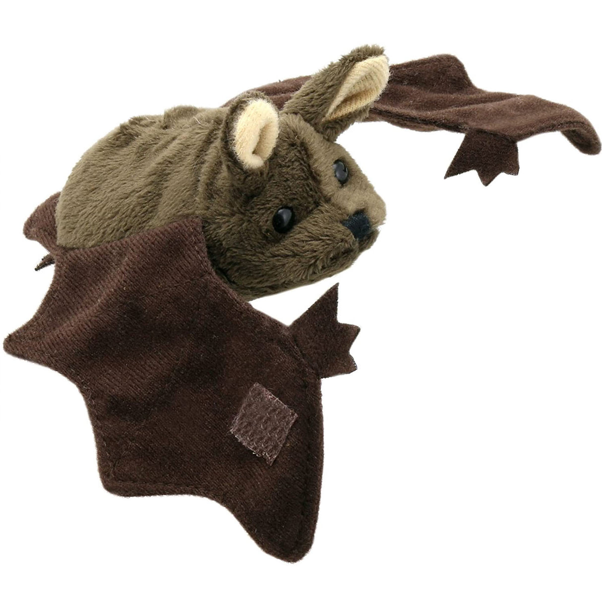 Bat Finger Puppet soft plush toy with velcro wings, designed to inspire creativity and communication in children.