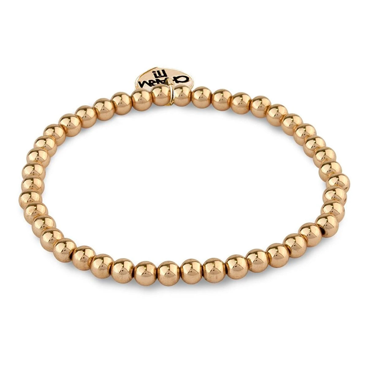 Gold Bead Stretch Bracelet with shiny gold-tone beads on a flexible 6-inch stretch band, perfect for stacking or wearing alone.