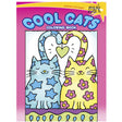 Cover of Cool Cats Coloring Book showing two colorful cats with heart-shaped tails and playful designs on a purple background.
