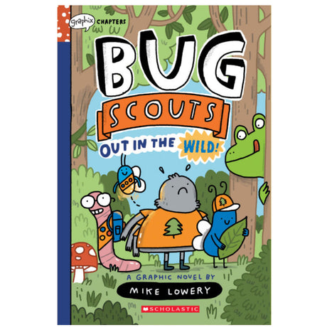 Cover of Bug Scouts #1: Out in the Wild featuring cartoon bug characters in a forest setting by Mike Lowery.
