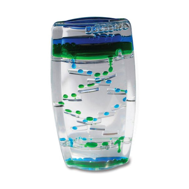 Color Mix Liquid Timer with blue and green drops rolling down inside a clear plastic timer for relaxation and focus.