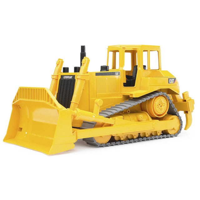 Cat Bulldozer toy with adjustable plough blade and crawler tracks, made from high-quality plastics for kids 3 years and up.