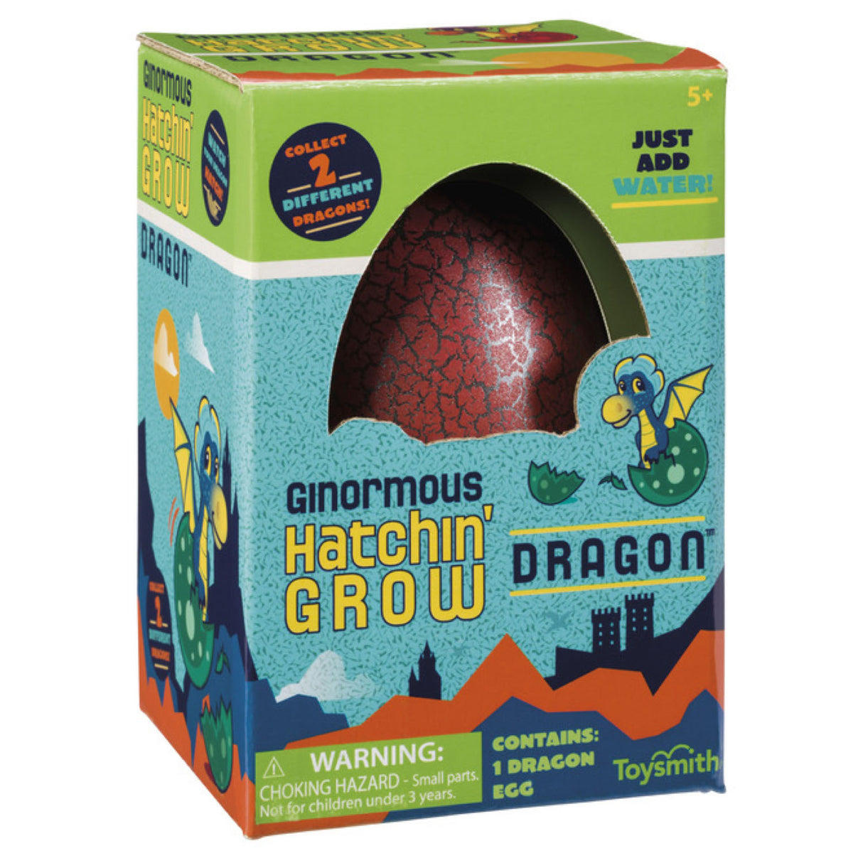 Ginormous Hatchin Grow Dragon toy in cracked egg packaging that grows up to 10" tall with water.