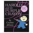 Harold and the Purple Crayon 60th anniversary cover showing Harold drawing purple lines with crayon on black background.
