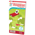 Tangoes Brainiac puzzle game box showing geometric tangram pieces and players solving challenges together.