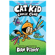 Cat Kid Comic Club #1 book cover featuring an illustrated orange cat with art supplies by Dav Pilkey