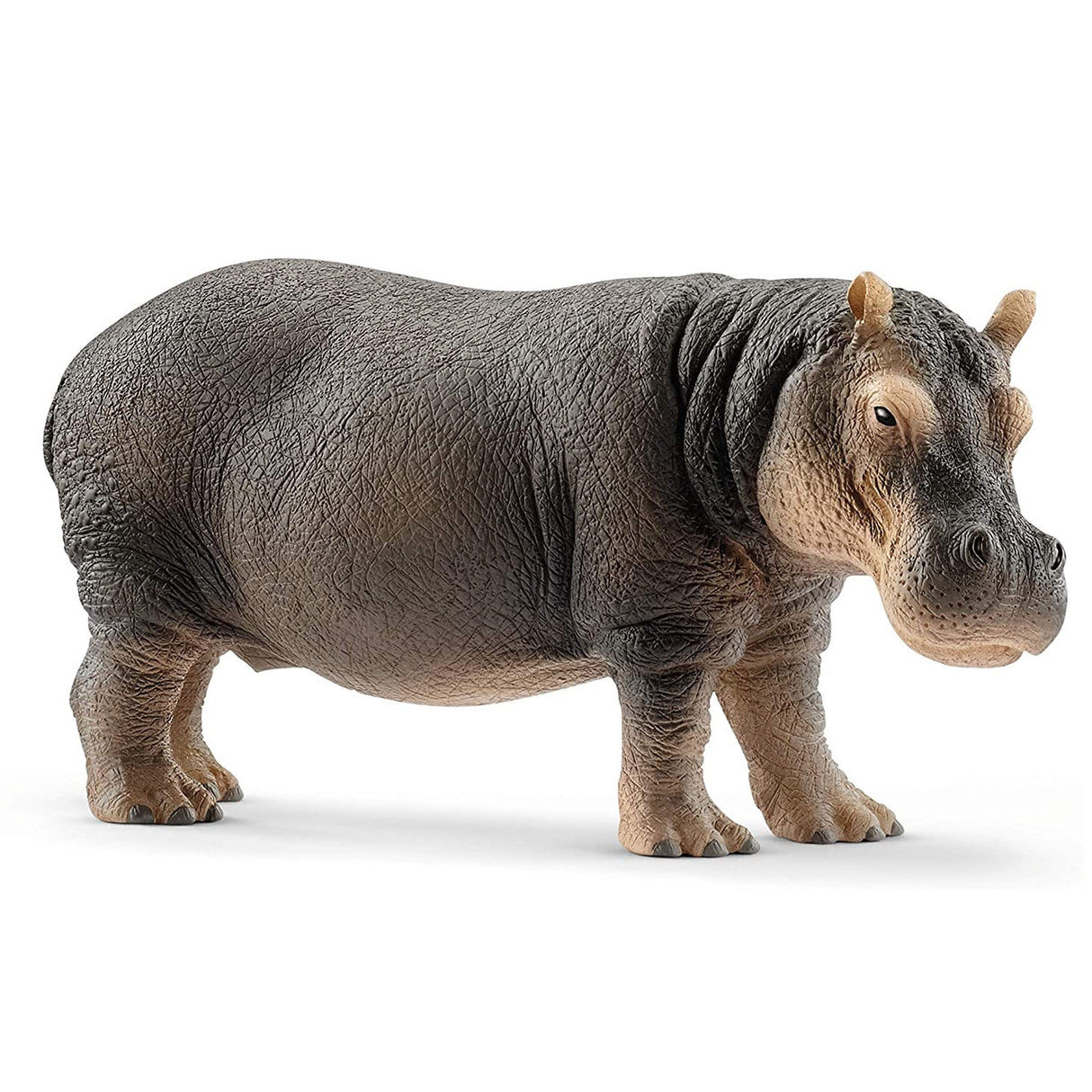 Realistic Hippopotamus figure showing detailed skin texture, perfect for kids aged 3-8, measuring 5.04 x 1.85 x 2.36 inches.