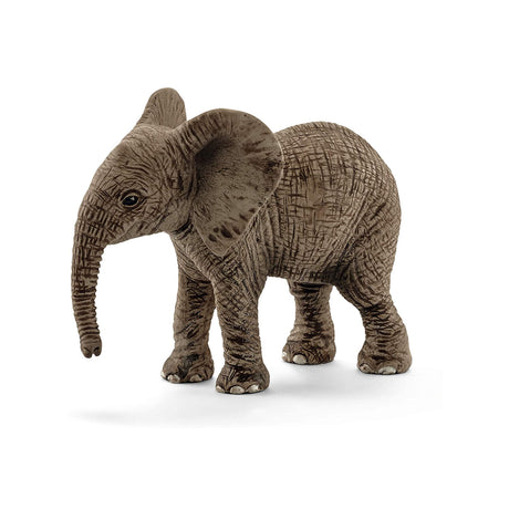Elephant African Calf figurine showing a detailed, textured newborn baby elephant standing on white background.