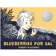 Cover of Blueberries for Sal showing a young child picking blueberries with a Caldecott Medal seal.