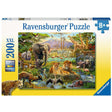 200pc Animals of the Savannah Puzzle by Ravensburger showing colorful savannah wildlife including elephants, lions, giraffes, and more.