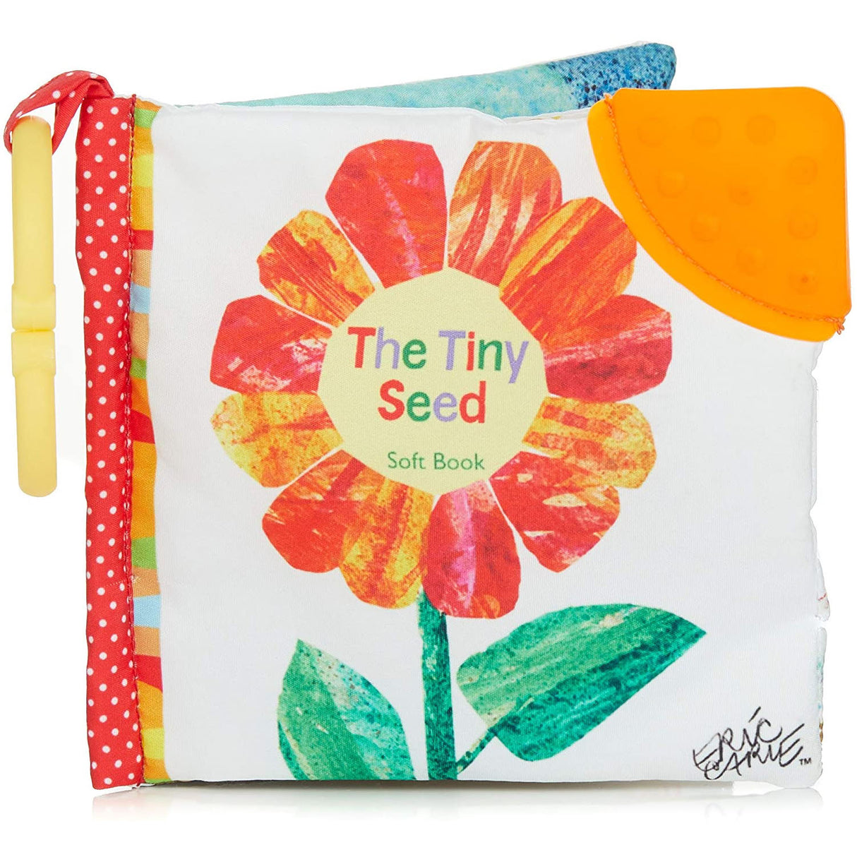 Eric Carle The Tiny Seed Soft Book with colorful flower, textured teether, and crinkly fabric for baby play.