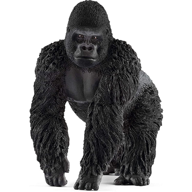 Gorilla Male detailed figurine showing knuckle-walking pose and textured fur for children aged 3-8 years.