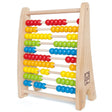 Abacus with brightly colored wooden beads on ten rows, perfect for learning counting and colors.