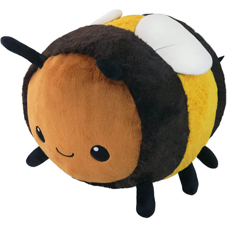 Fuzzy Bumblebee plush toy with soft yellow and brown polyester fibers, featuring cute face and small wings.