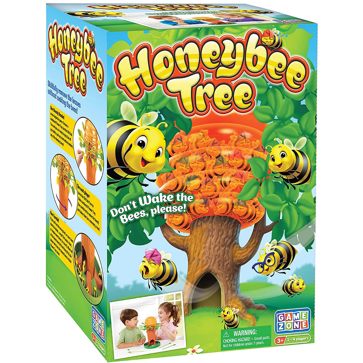 Honeybee Tree game box featuring a honey tree with bees, designed for children ages 3 and up, 2-4 players.