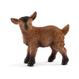 Goat Kid figurine with realistic brown fur texture standing on white background, detailed miniature animal model.