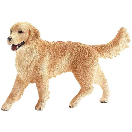 Golden Retriever figurine showing a friendly honey-colored dog with a wagging tail and happy expression.