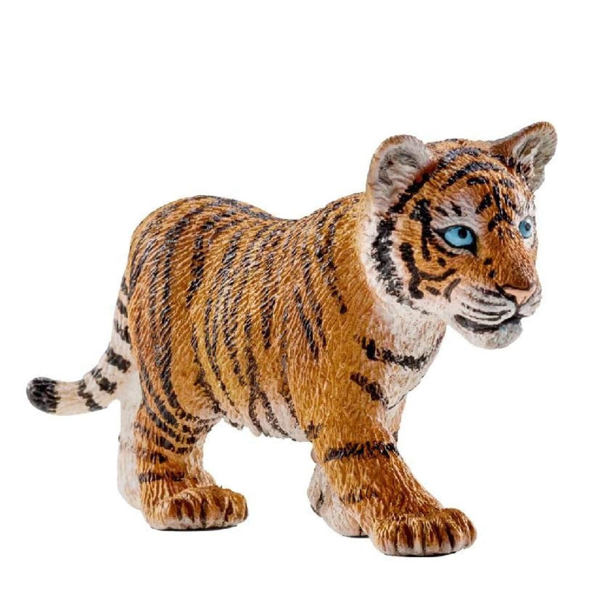 Tiger Cub figurine showcasing detailed stripes and bright blue eyes, perfect for children aged 3-8 years.