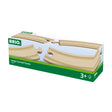 BRIO Large Curved Tracks wooden railway pieces for building fun train curves, suitable for ages 3 and up.