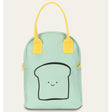 Zipper Lunch Bag | Happy Bread with cute bread design, organic cotton, spacious, washable, and eco-friendly lunch tote.