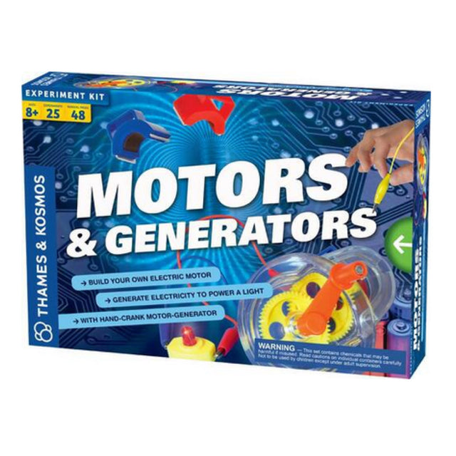 Motors & Generators experiment kit by Thames & Kosmos for hands-on learning of motors, electricity, and circuits ages 8 and up.