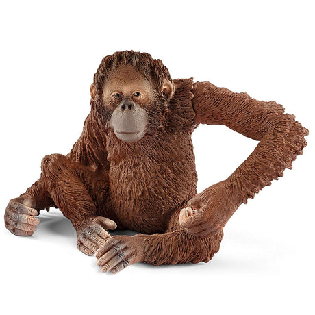 Orangutan Female figurine showing detailed fur texture and lifelike pose, measuring 2.6 x 2.3 x 2.2 inches.