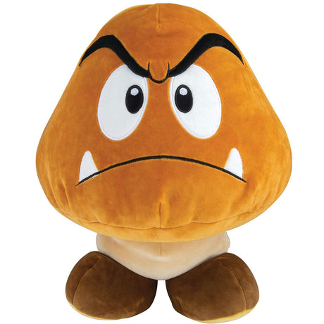 Super Mario Goomba plush with soft squishy texture and detailed embroidery, perfect for fans of Nintendo games.