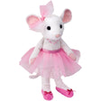 Mouse Pink Ballerina Petunia plush mouse wearing a pink tulle tutu, matching ear bow, and slippers with satin bows.